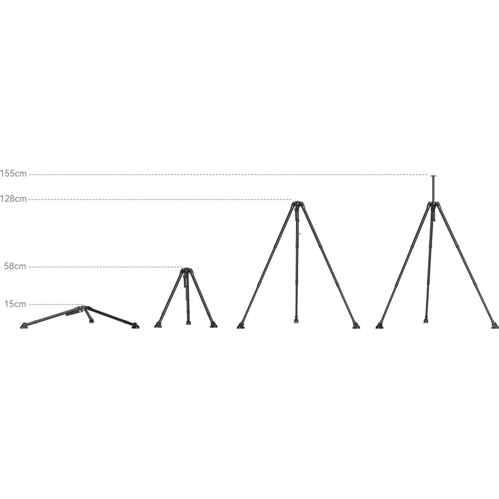 Plusieurs configurations de trépied montrées à différentes hauteurs.