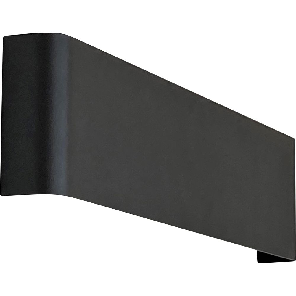 Ein schwarzes, L-förmiges Metallteil mit einer abgerundeten Ecke.