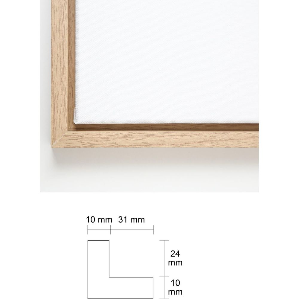 Cadre en bois avec toile et dessin coté (10x31mm, 24x10mm).