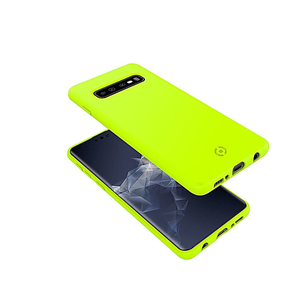 Una cover gialla brillante si trova su uno smartphone.