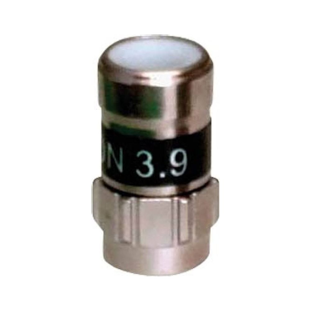 Objet argenté avec "N 3.9" écrit sur bande noire.