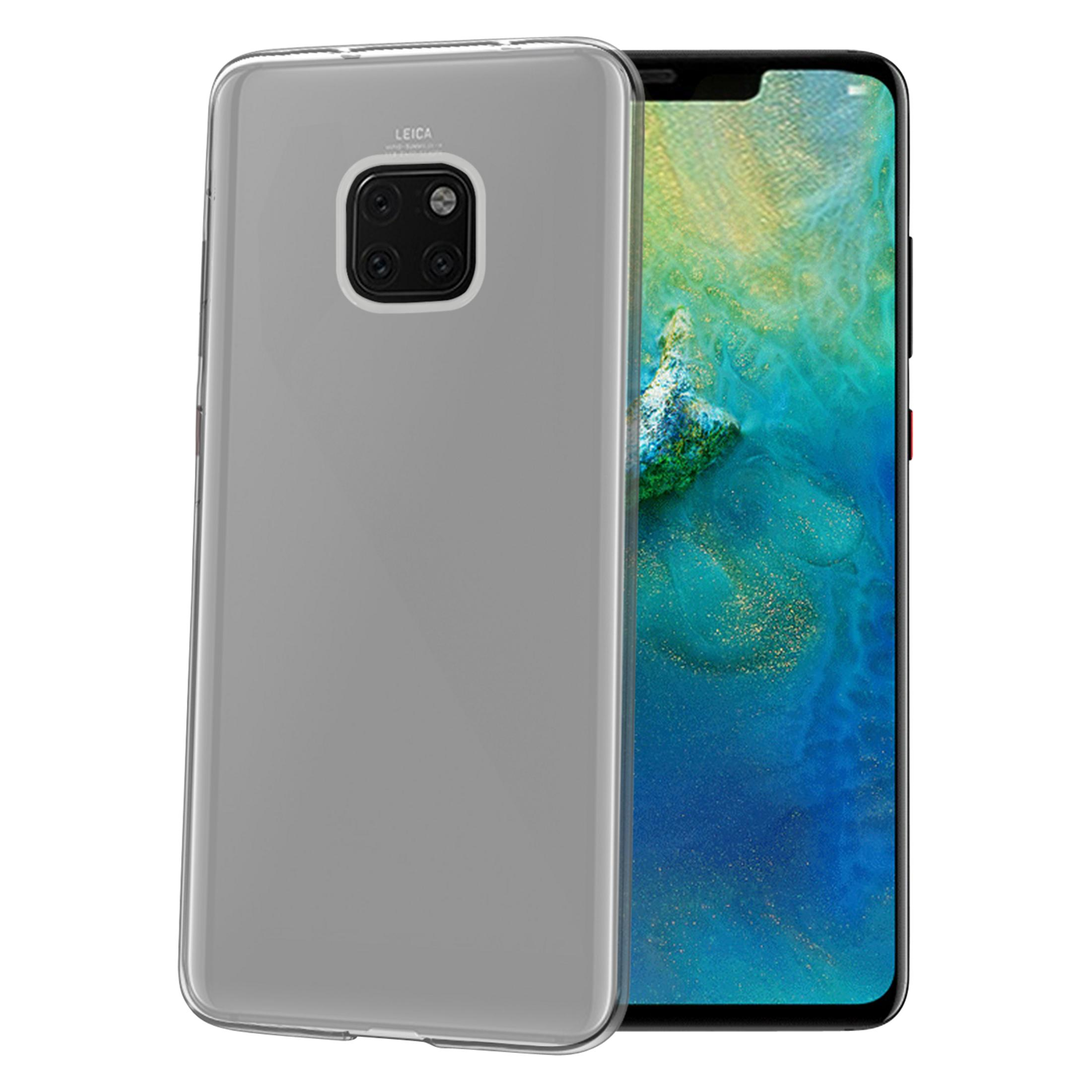 Custodia trasparente per telefono su smartphone con sfondo blu e oro. La fotocamera è visibile.
