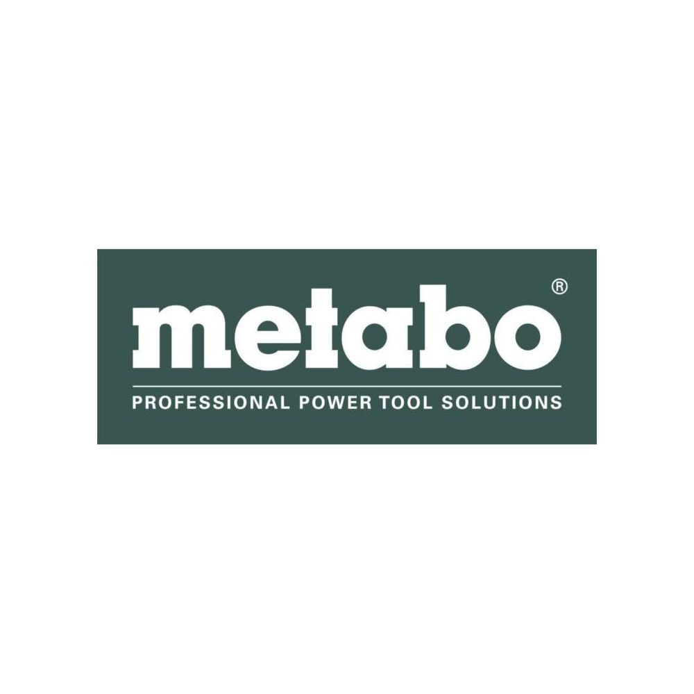 Metabo Logo: professionelle Elektrowerkzeuglösungen auf dunkelgrünem Hintergrund.
