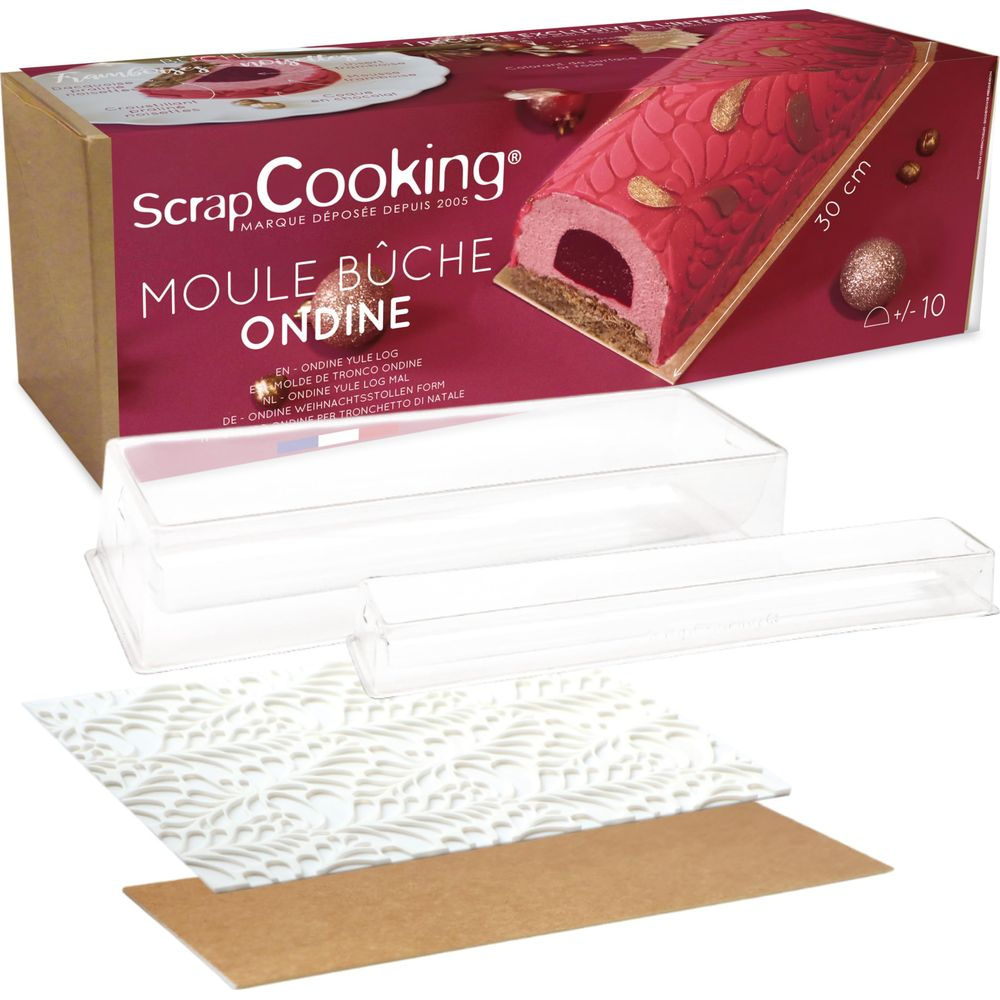 Verpackung für eine Kuchenform mit Prägefolie und Boden.