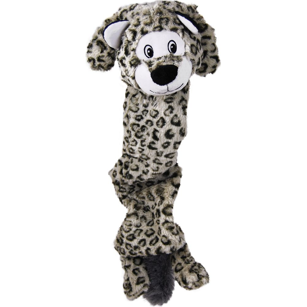 Ein Leoparden-Stofftier mit einem langen, flexiblen Körper und Pfoten.