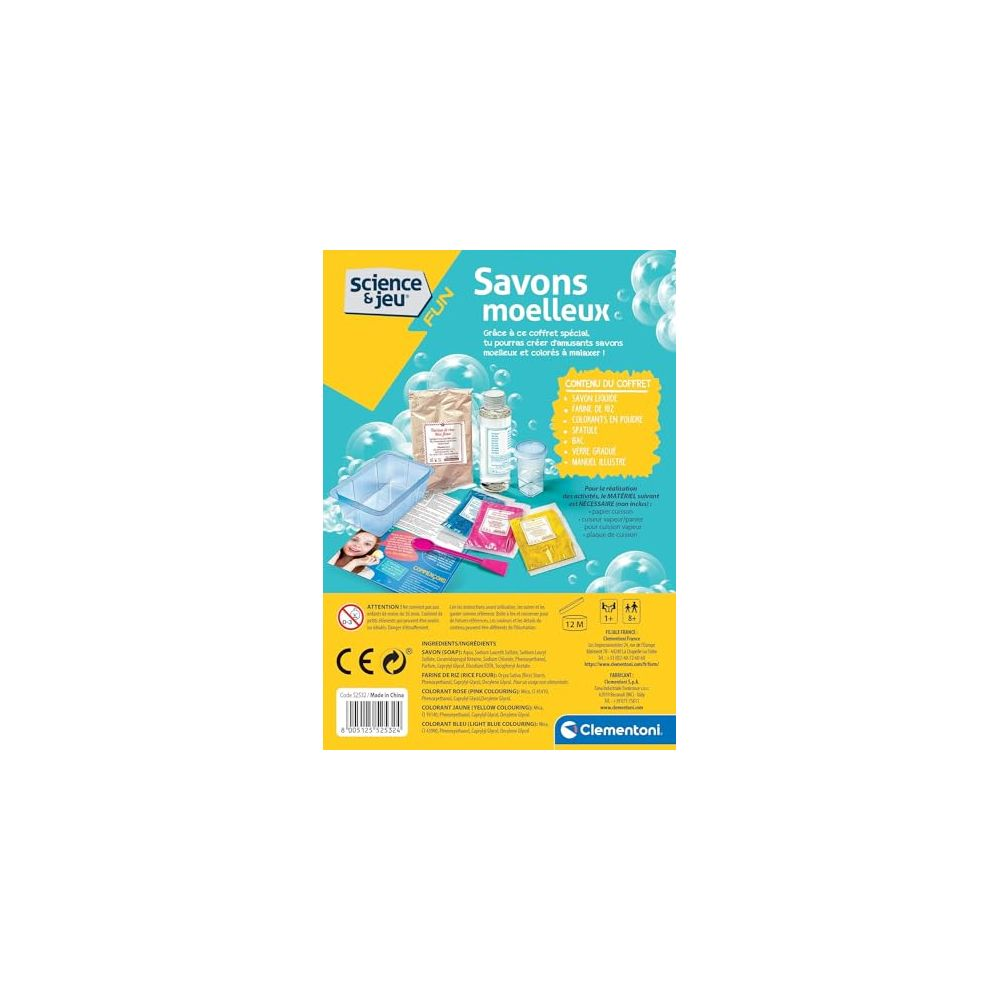 Verpackung für ein Wissenschafts- und Spielzeug-Set zur Herstellung von Seifen.