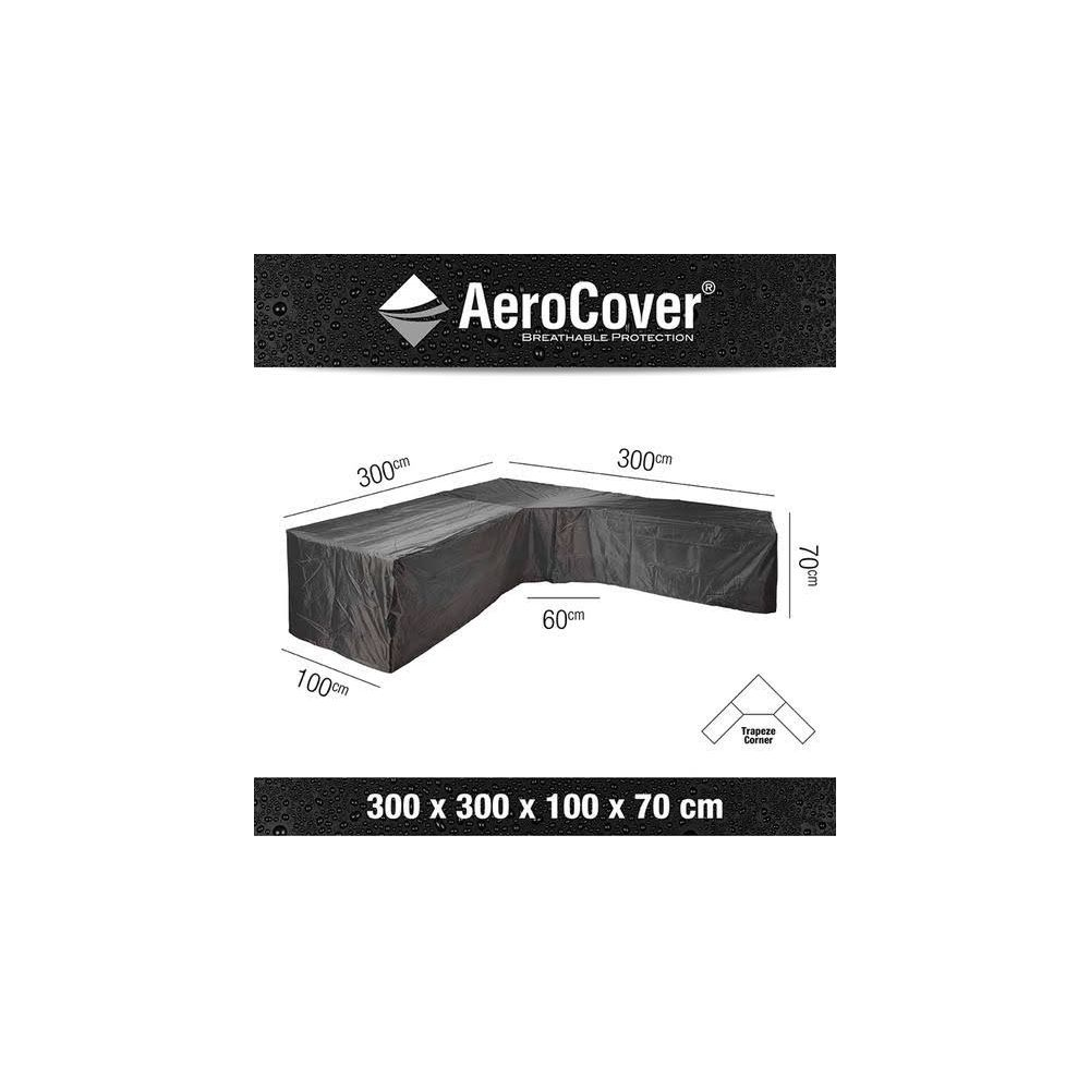 Schwarze Abdeckhaube für Ecksofa, Maße 300x300x100x70cm.
