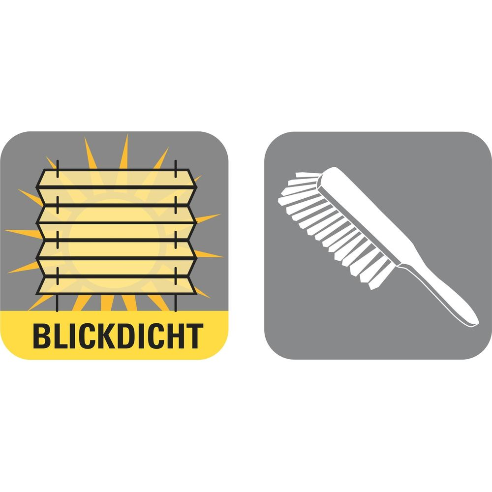Blickdicht Rollo und Bürste auf grauem Hintergrund.