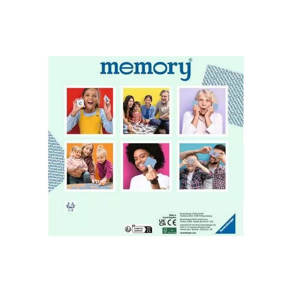 Sechs Bilder zeigen Menschen, die das Memory-Spiel spielen.