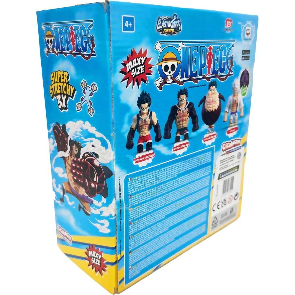 Verpackung von One Piece Elastikorp-Figuren, mit Charakteren und Logos.