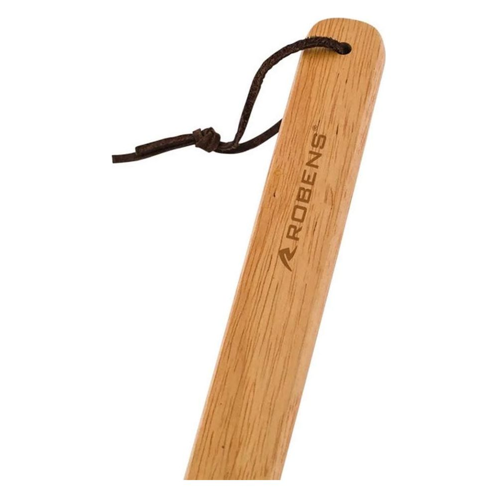 Manico in legno con cappio di corda marrone e logo Robens.