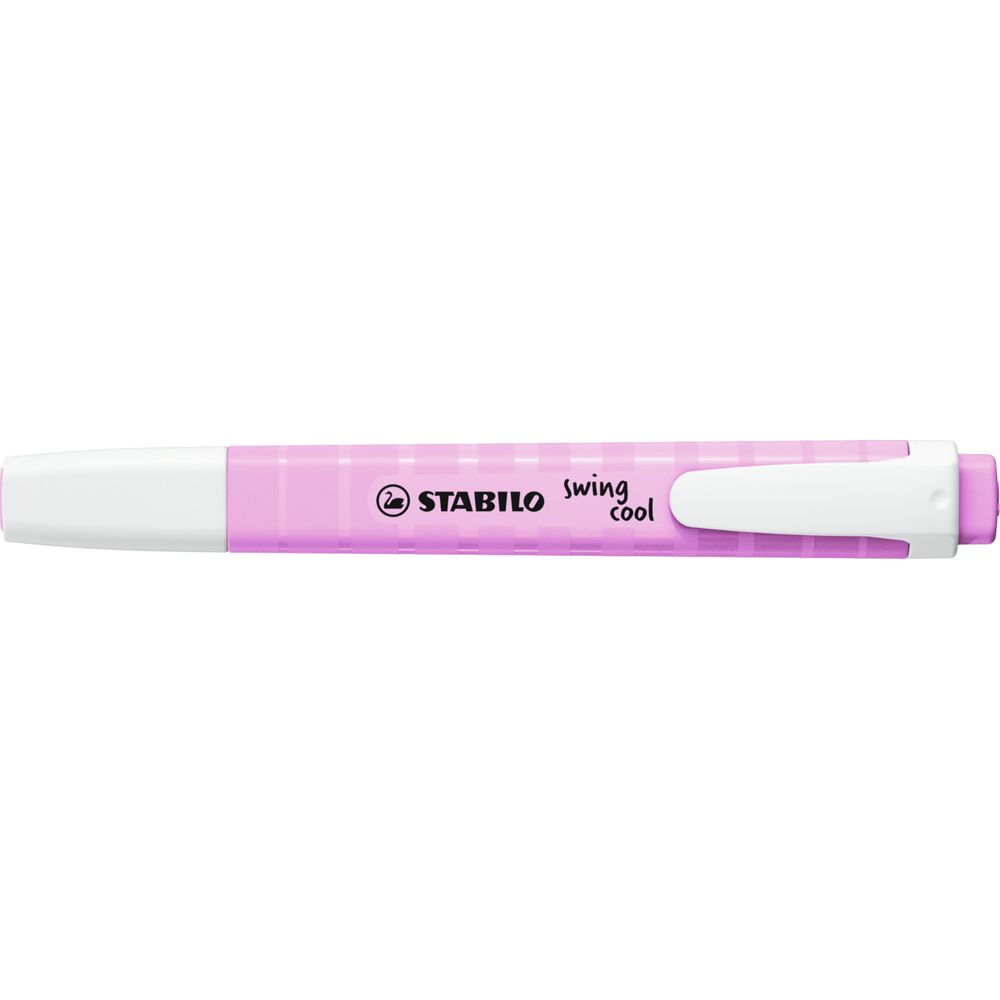 Ein pinker Textmarker mit Gingham-Muster und weißem Clip.