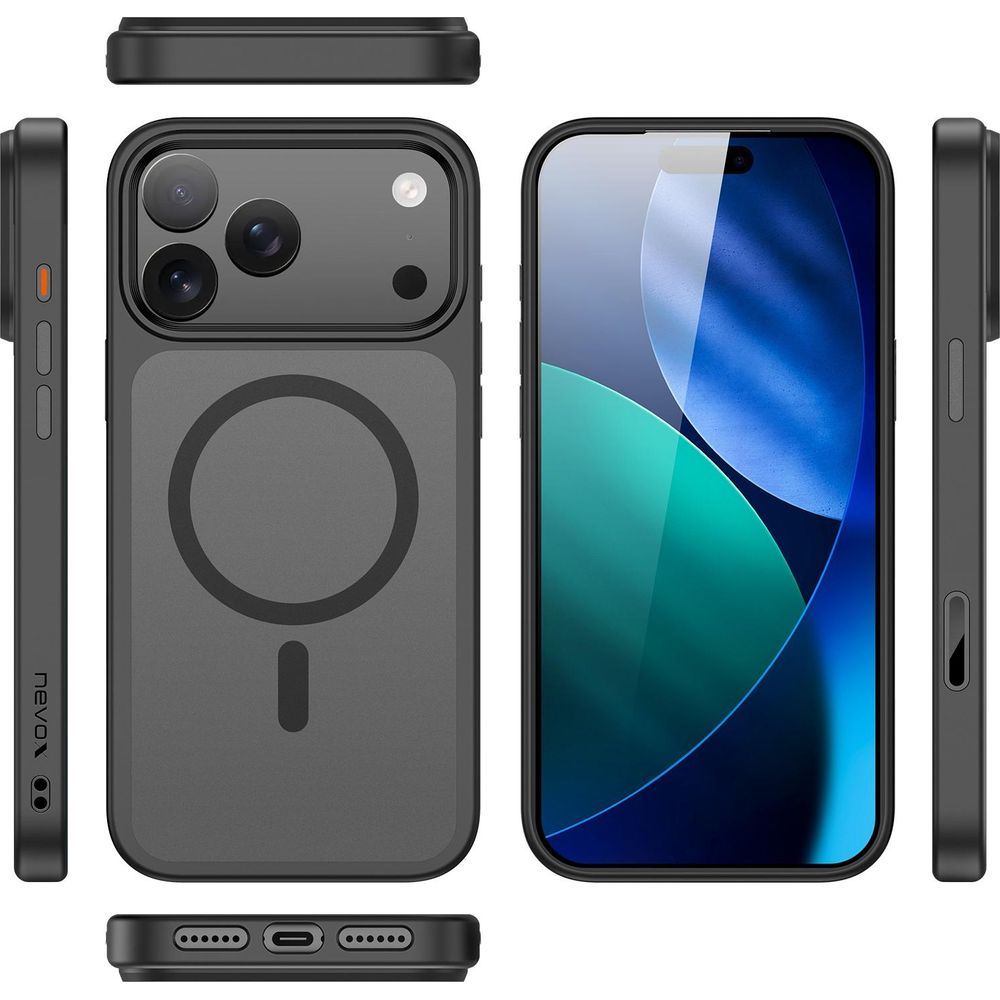 Drei graue Handyhüllen und ein Smartphone mit blauem Hintergrund.