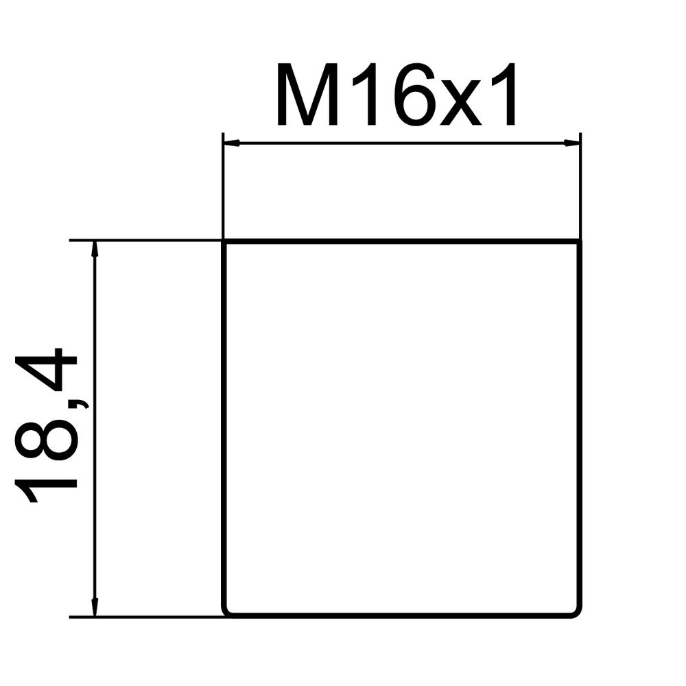 Technische Zeichnung mit Maßen M16x1 und 18,4.