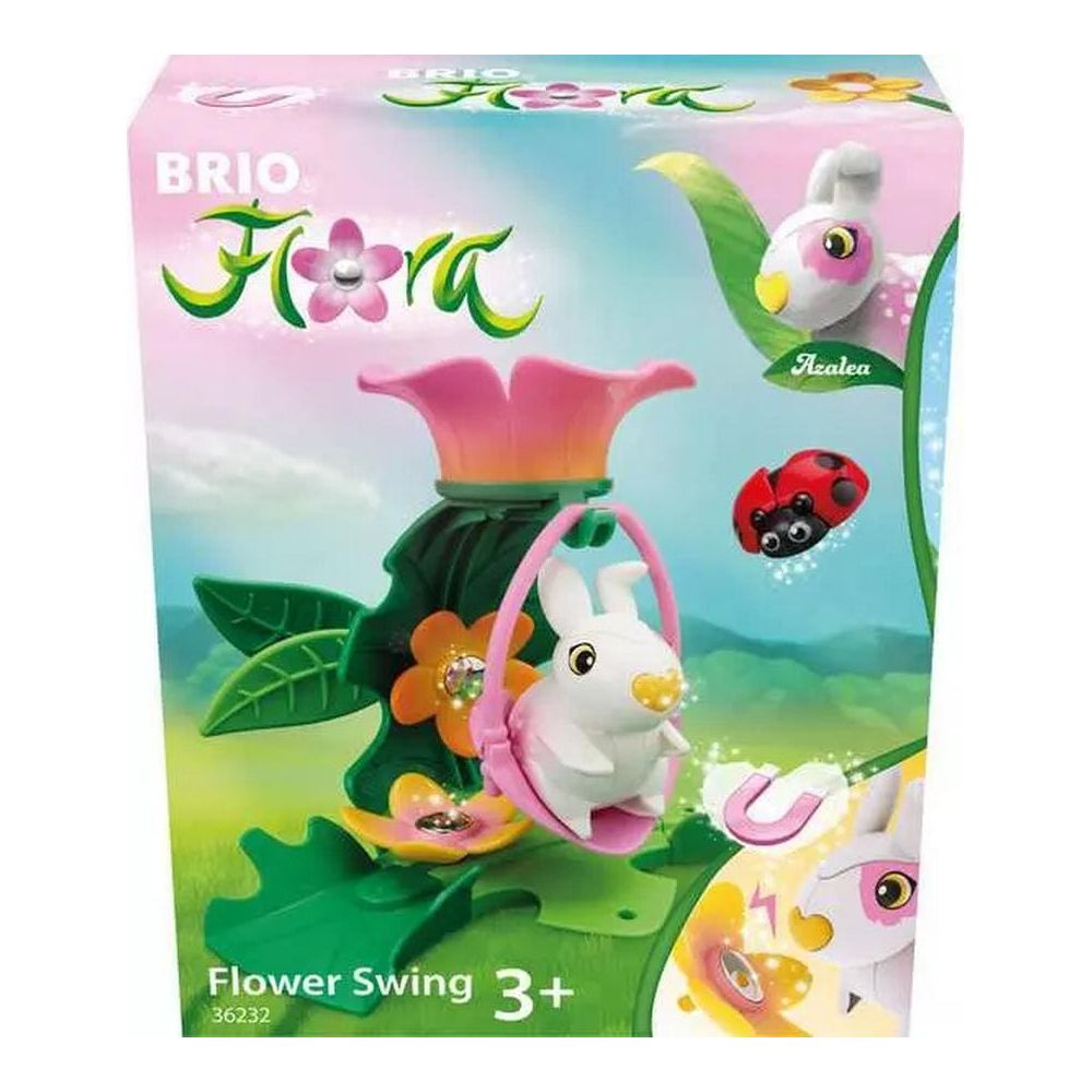 Brio Flora balançoire fleur avec lapins, coccinelle et fleurs.