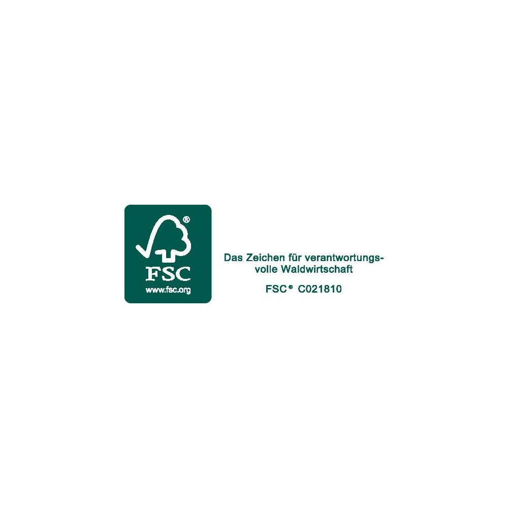 FSC-Logo mit Text: Das Zeichen für verantwortungsvolle Waldwirtschaft. FSC® C021810.