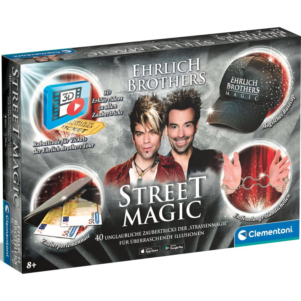 Street Magic von Ehrlich Brothers: Box mit Zaubertricks, 3D-Videos, Basecap, Handschellen.