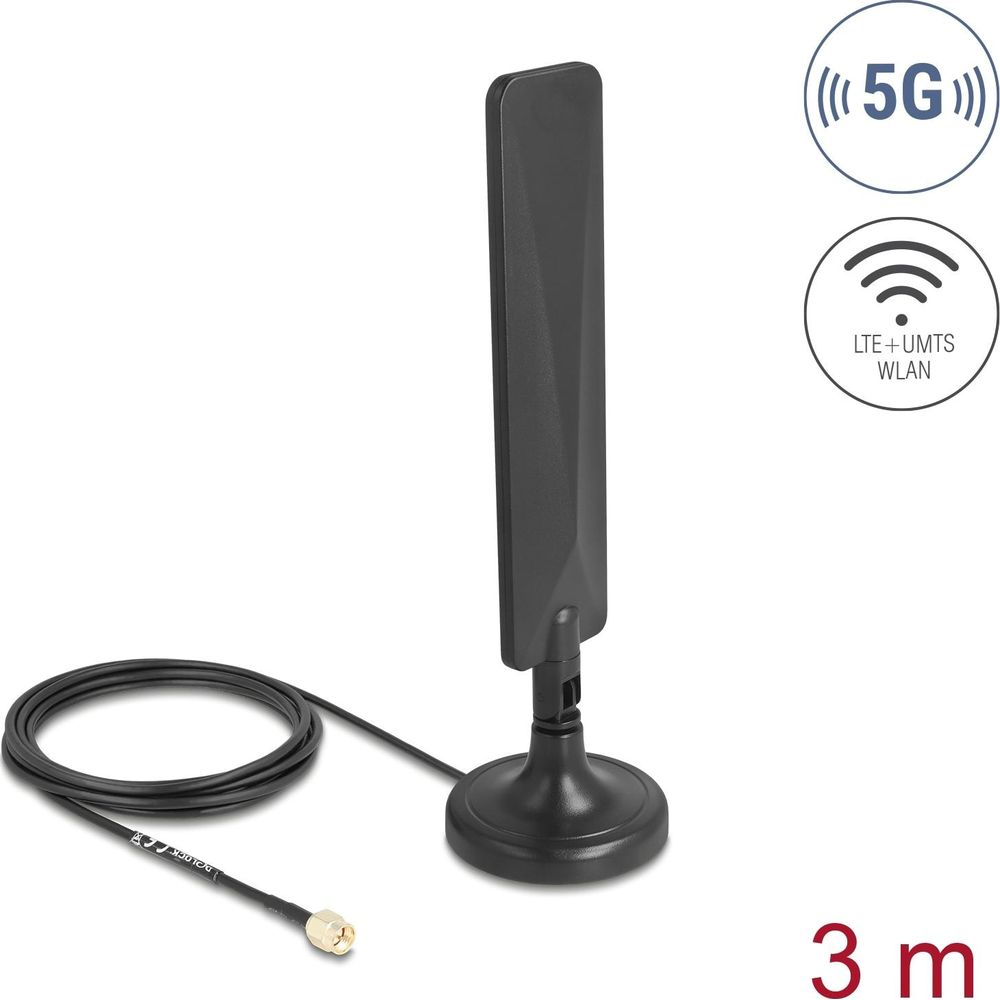 Antenne 5G noire avec câble et indicateur de 3m.