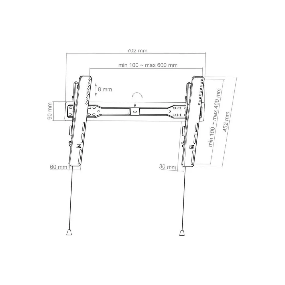 Dessin technique d'un support avec dimensions en mm.