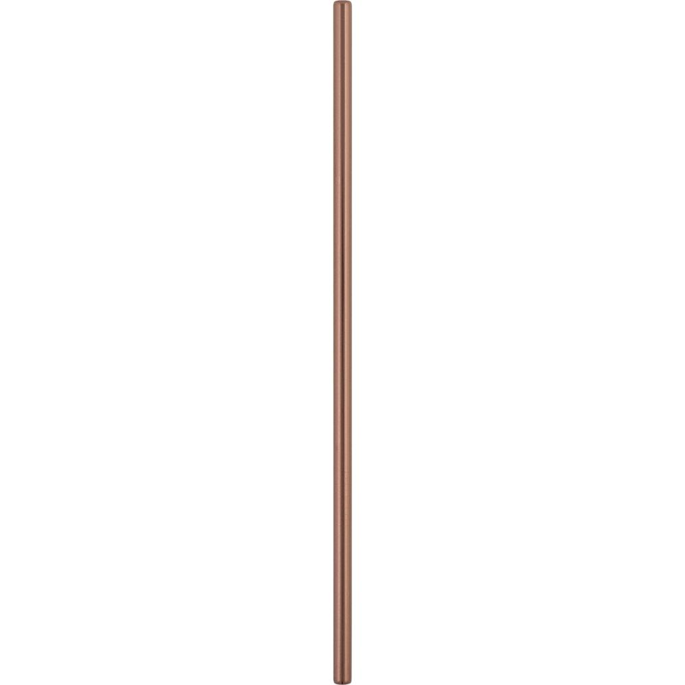 Une paille longue, étroite et de couleur cuivre sur fond blanc.
