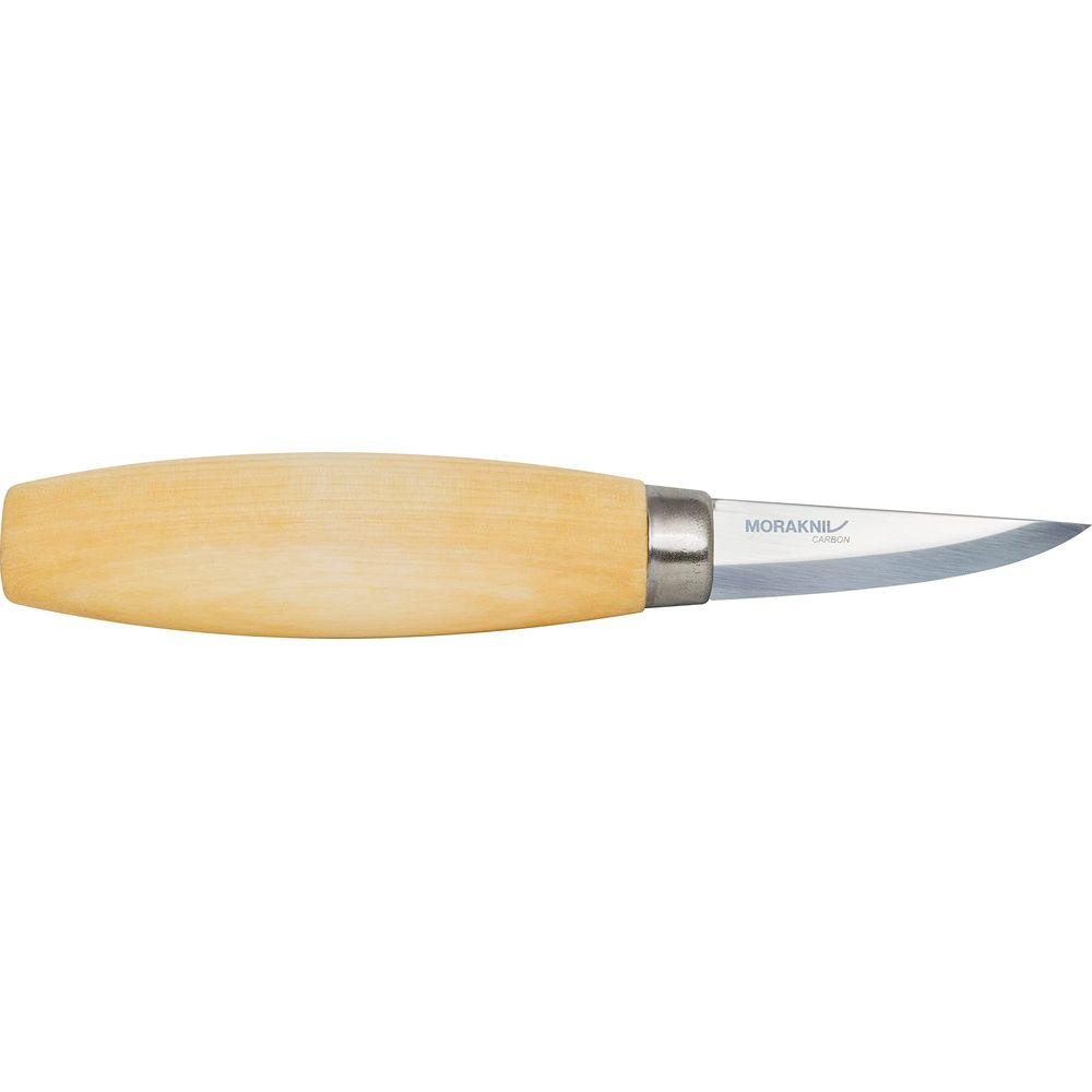 Ein Messer mit hellem Holzgriff und silberner Klinge.
