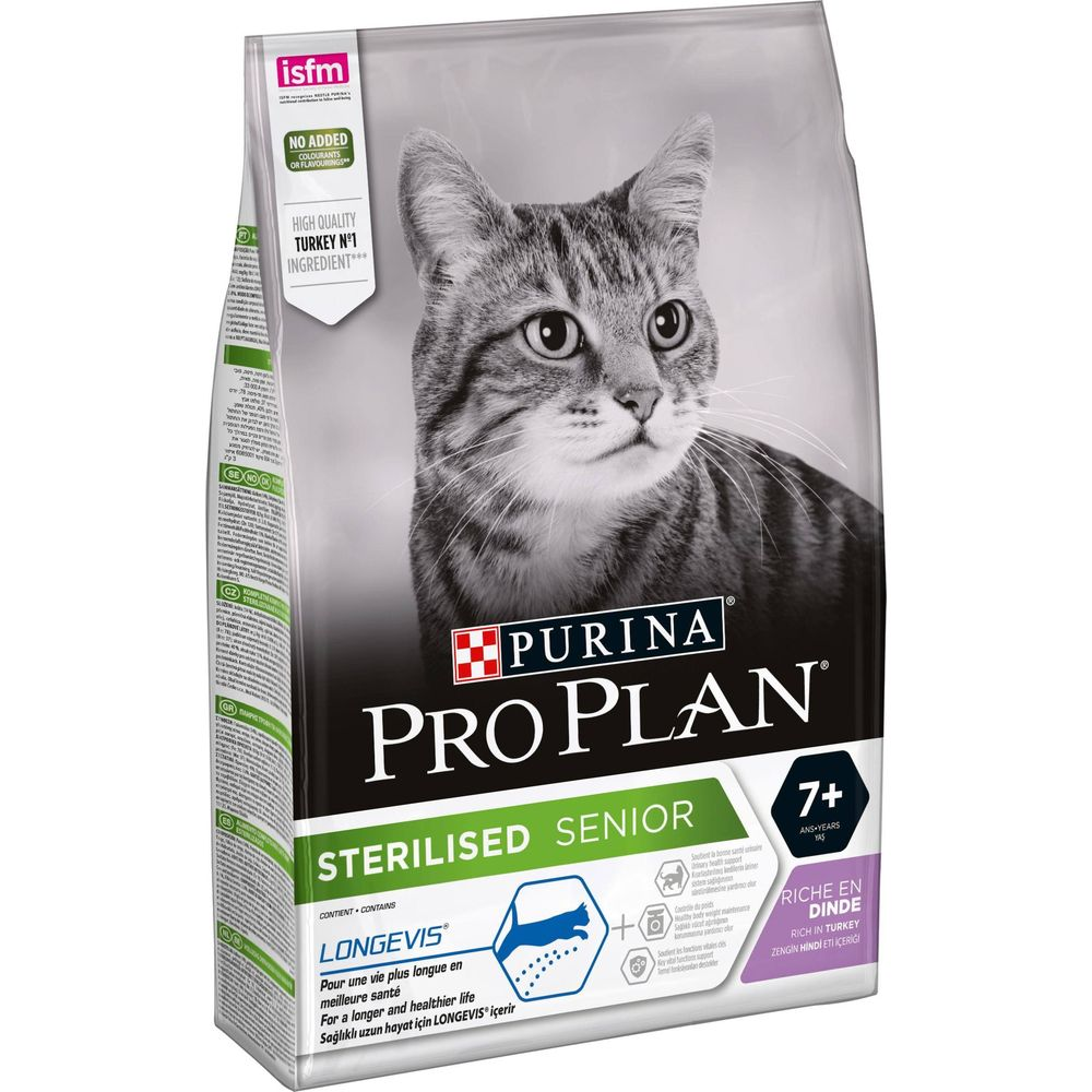 Purina Pro Plan Senior sterilisiertes Katzenfutter mit Truthahn, 7+ Jahre.