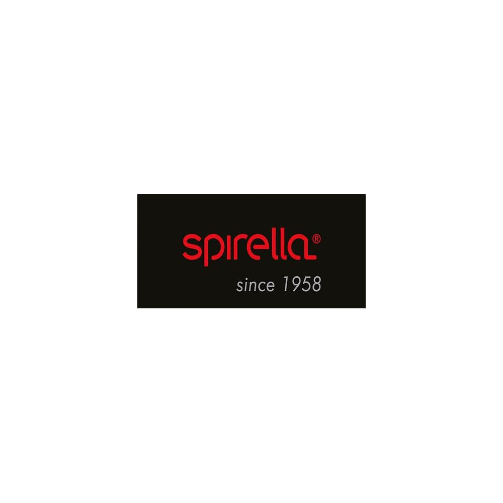 Spirella Logo seit 1958 auf schwarzem Hintergrund.