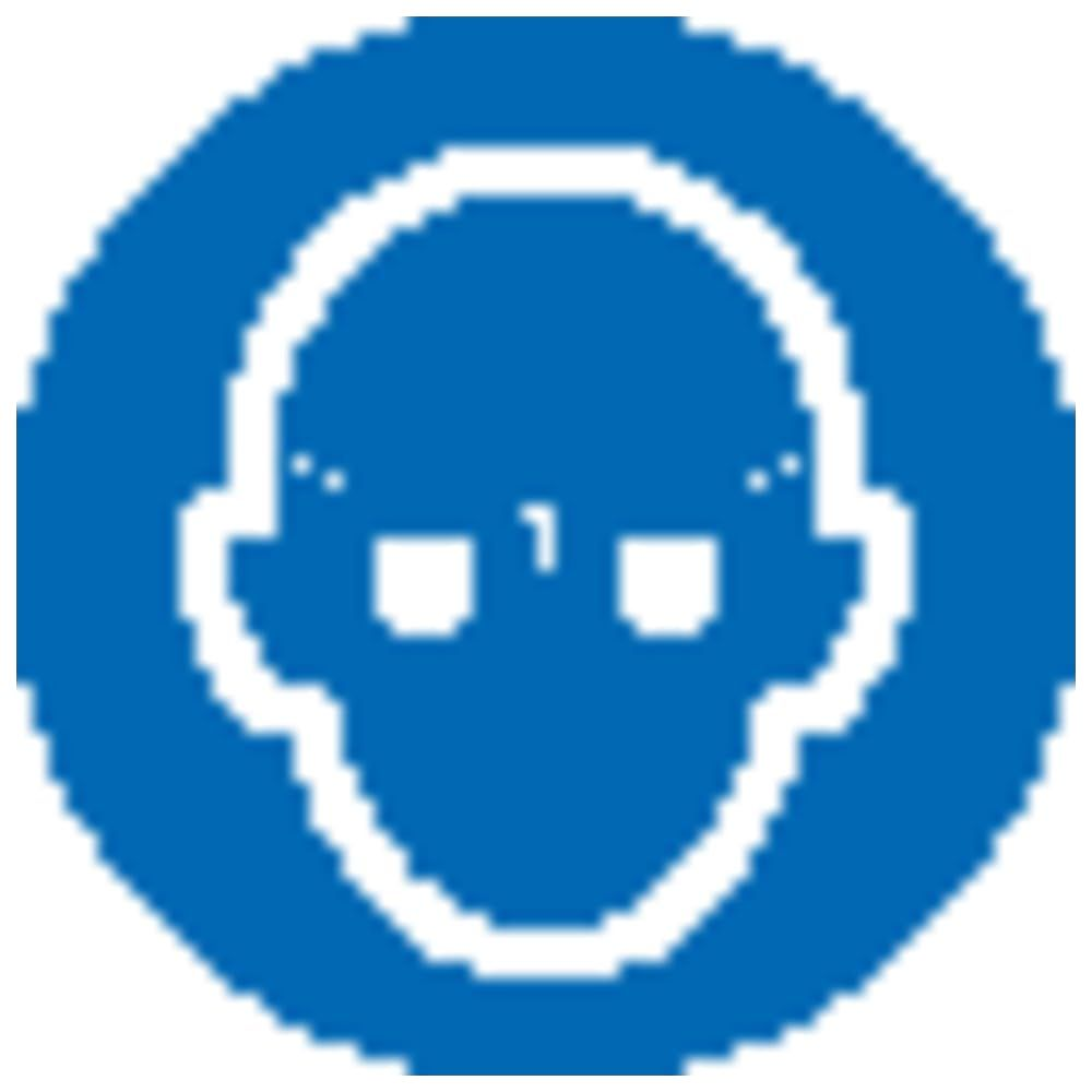 Symbole bleu avec une tête blanche et des lunettes.