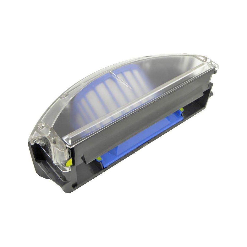 Un conteneur noir avec un insert bleu et un couvercle transparent.