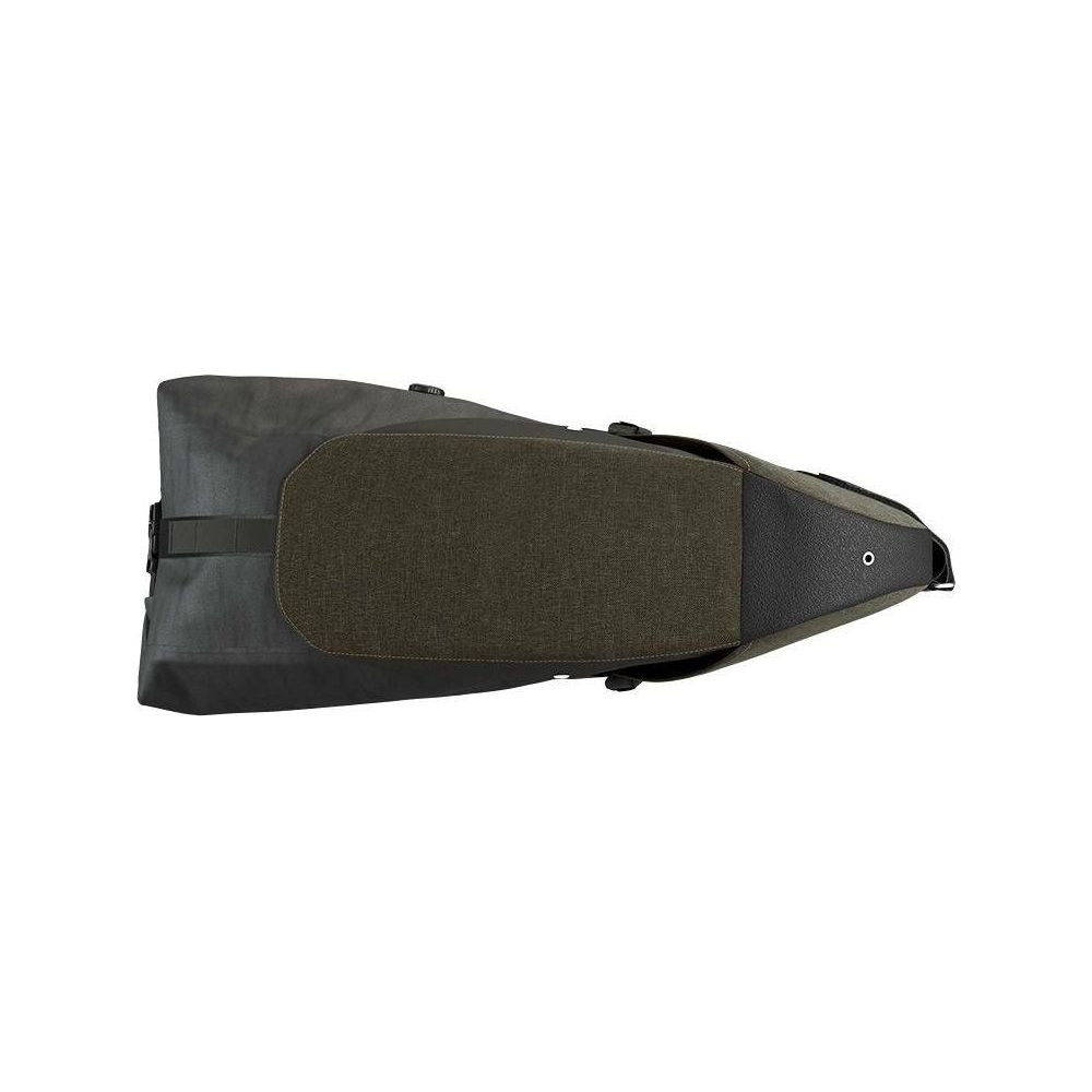 Sac de vélo vert et noir avec sangle et boucle.