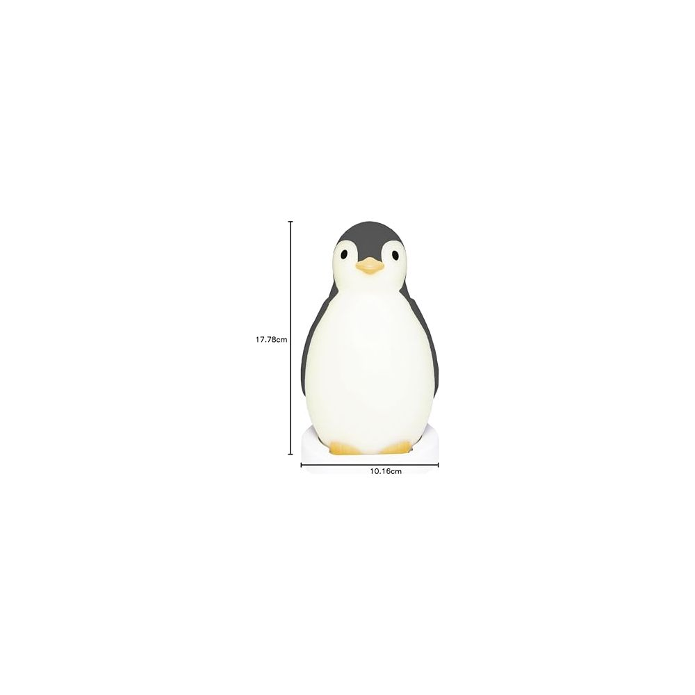 Una luce notturna a forma di pinguino, alta 17,78 cm e larga 10,16 cm.
