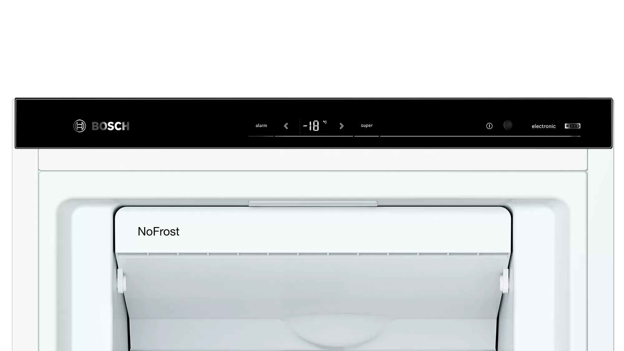 Congelatore Bosch con display digitale a -18°C e funzione NoFrost.