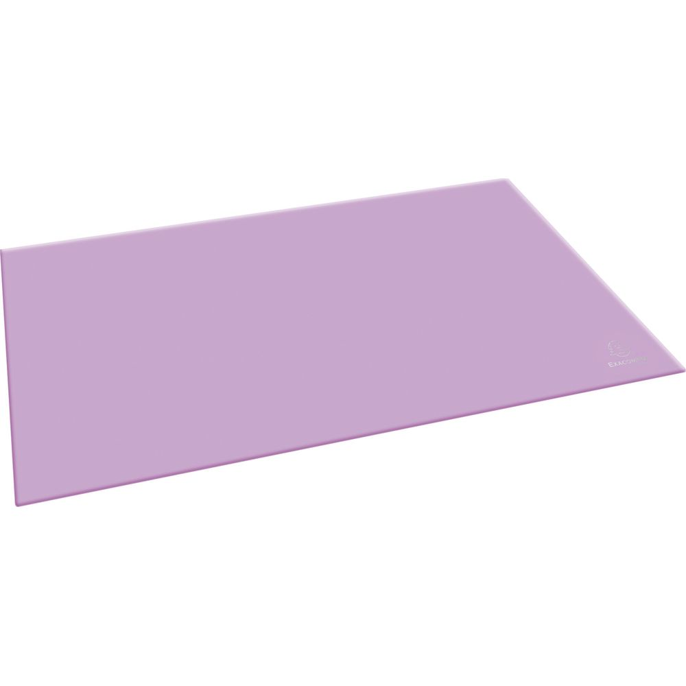 Un tapis rectangulaire violet avec un logo sur le côté droit.