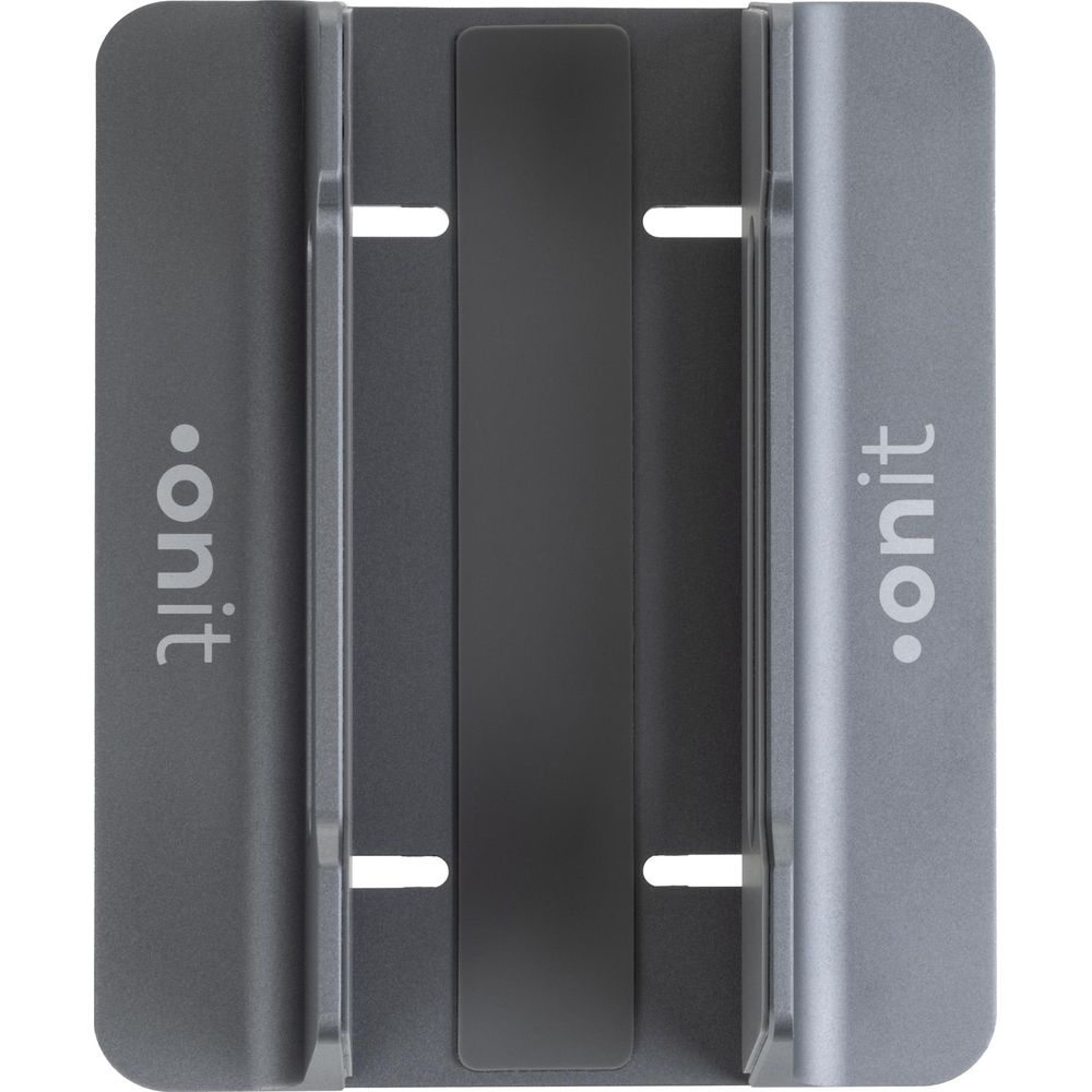 Supporto grigio con fessure laterali e logo .onit.