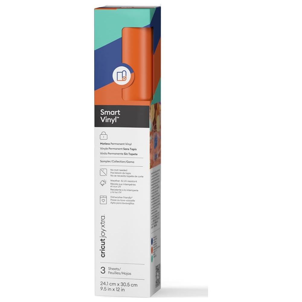 Orange Vinyl Rolle mit Aufdruck 'Smart Vinyl' und 'Cricut Joy Xtra'.