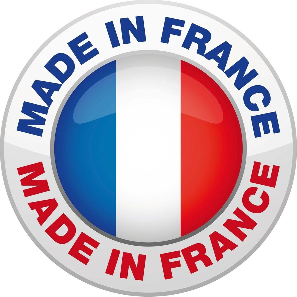 Runder Aufkleber mit der französischen Flagge und "Made in France".