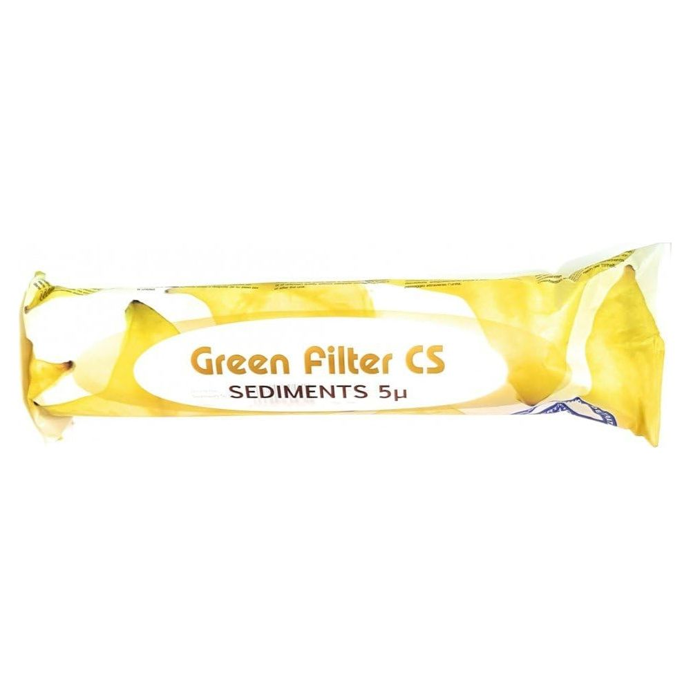 Verpackung für einen grünen Filter mit der Aufschrift „SEDIMENTS 5μ“.