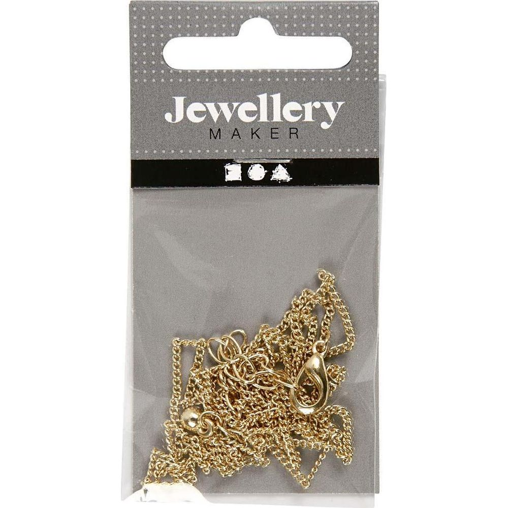 Verpackte goldene Halskette mit Karabinerverschluss.