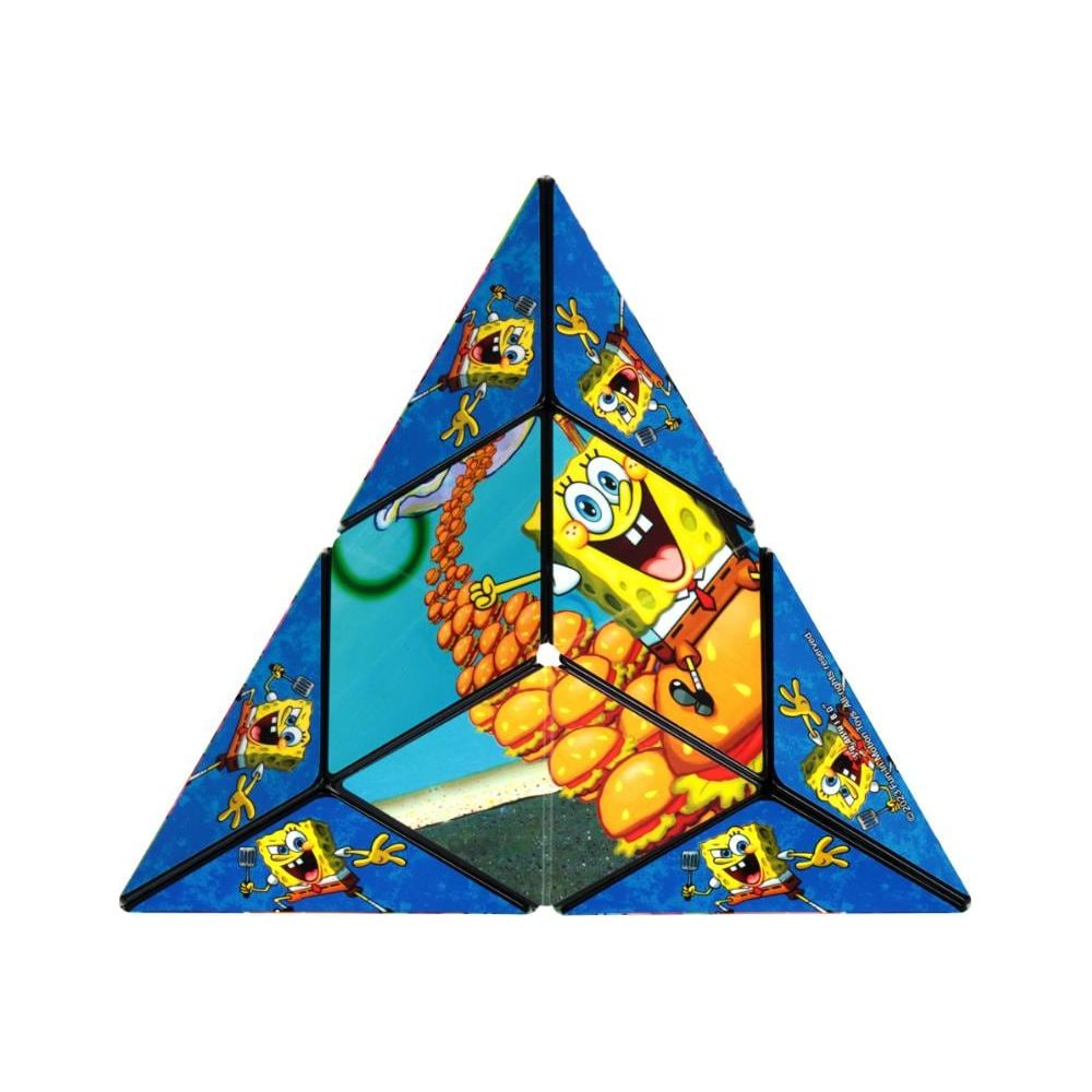 Un puzzle triangolare con Spongebob e hamburger.