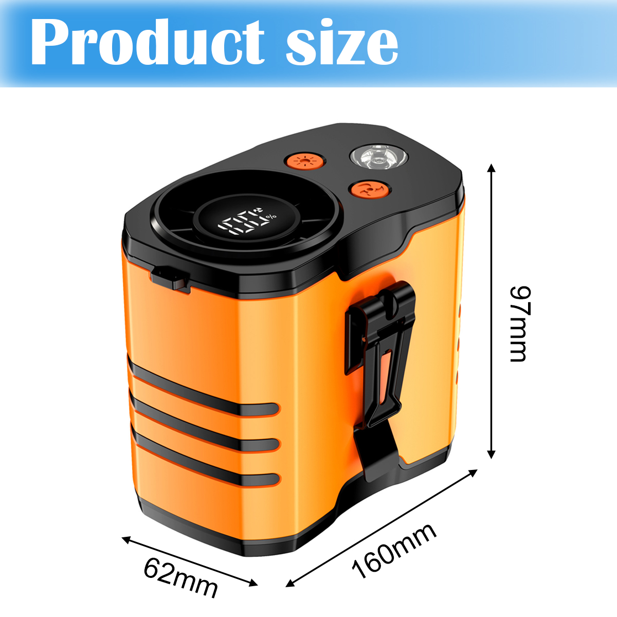 Orange Kompressor mit digitalen Display, 62x160x97mm.