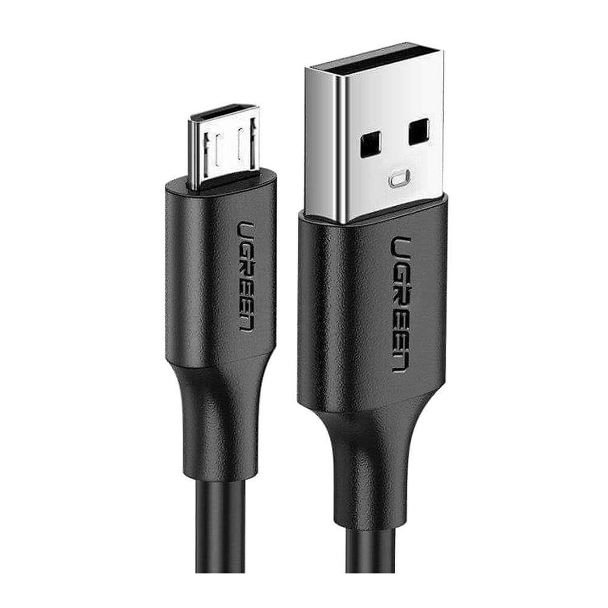 Dwa czarne kable UGREEN z wtyczkami USB-A i Micro-USB obok siebie.