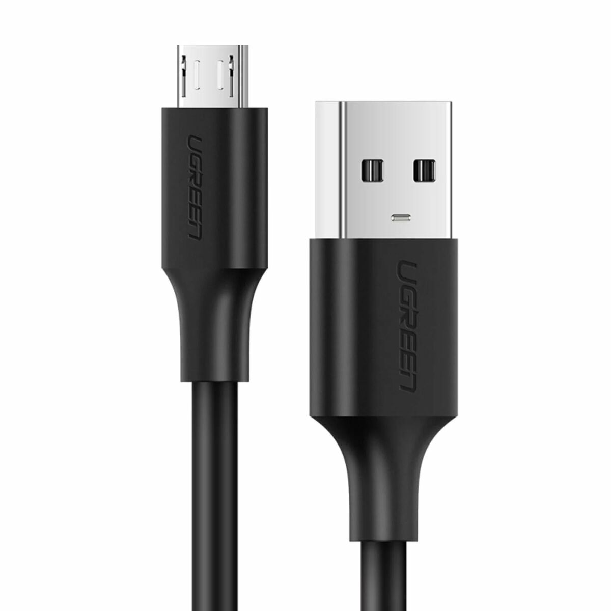 Czarny kabel USB ze złączami micro USB i USB-A.