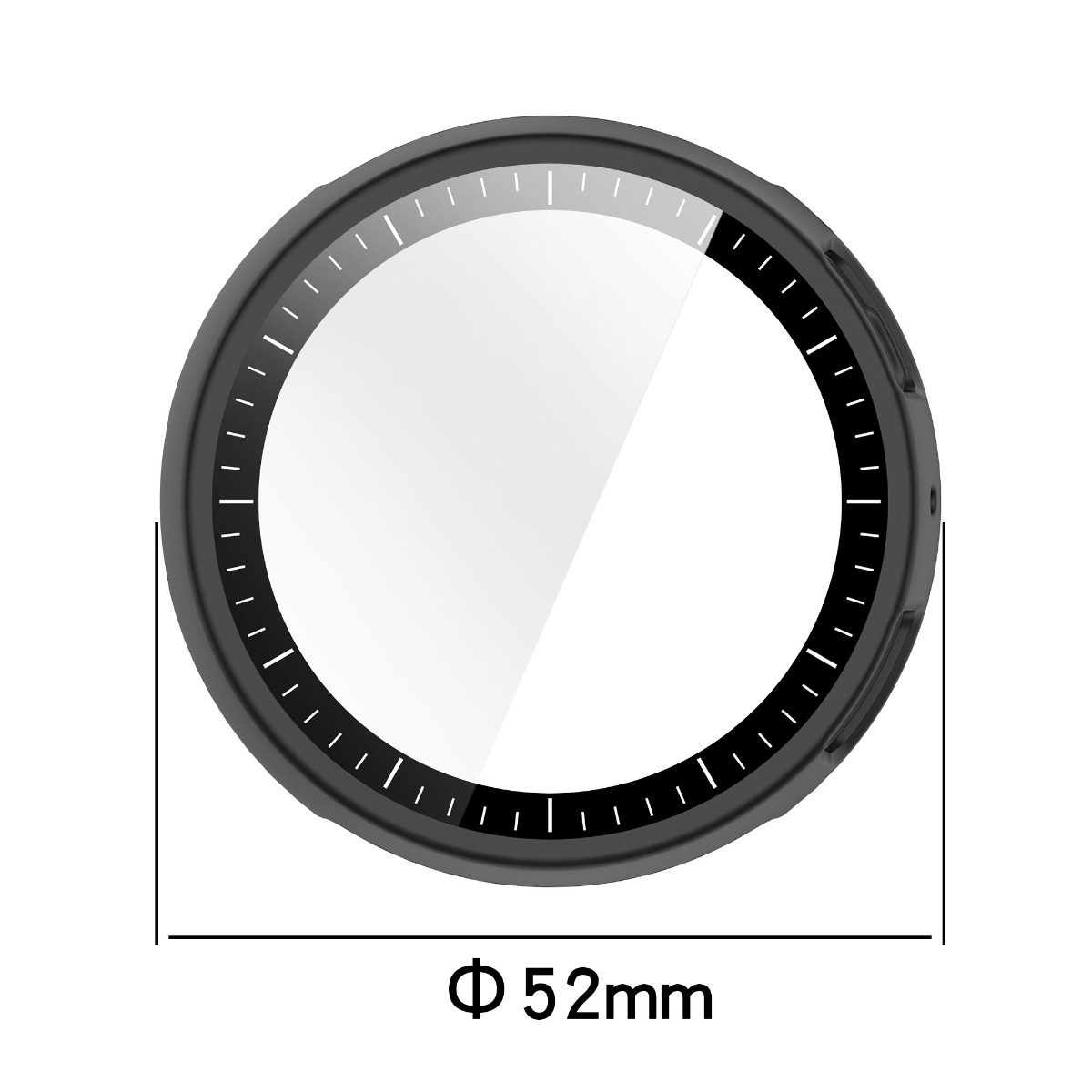 Ein Objektivfilter mit einem Durchmesser von 52 mm und einer schwarzen Umrandung.