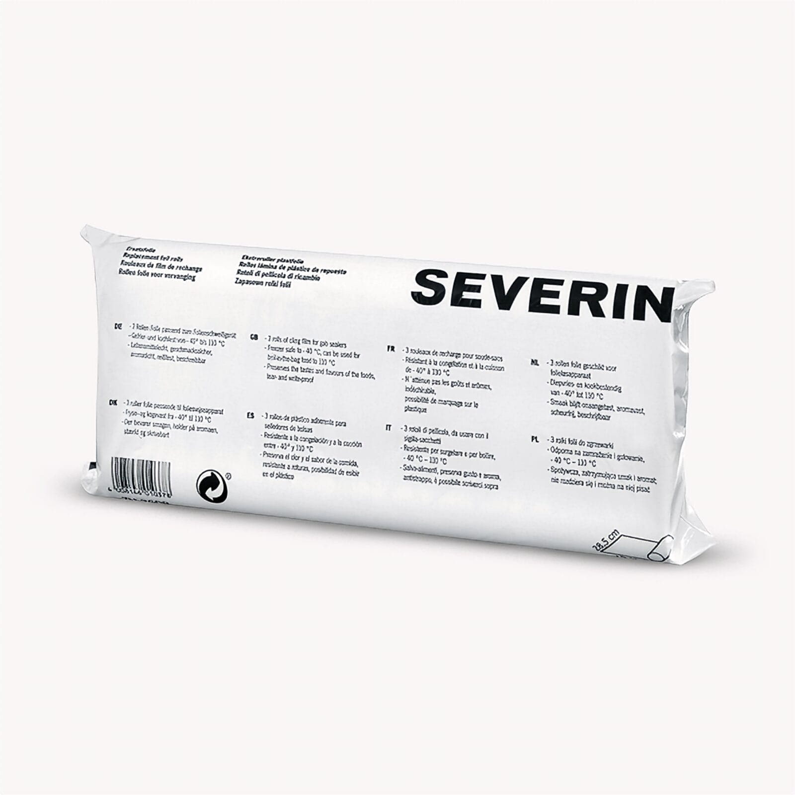 Confezione pellicola Severin con info multilingue, freezer/forno safe, 28.5 cm.