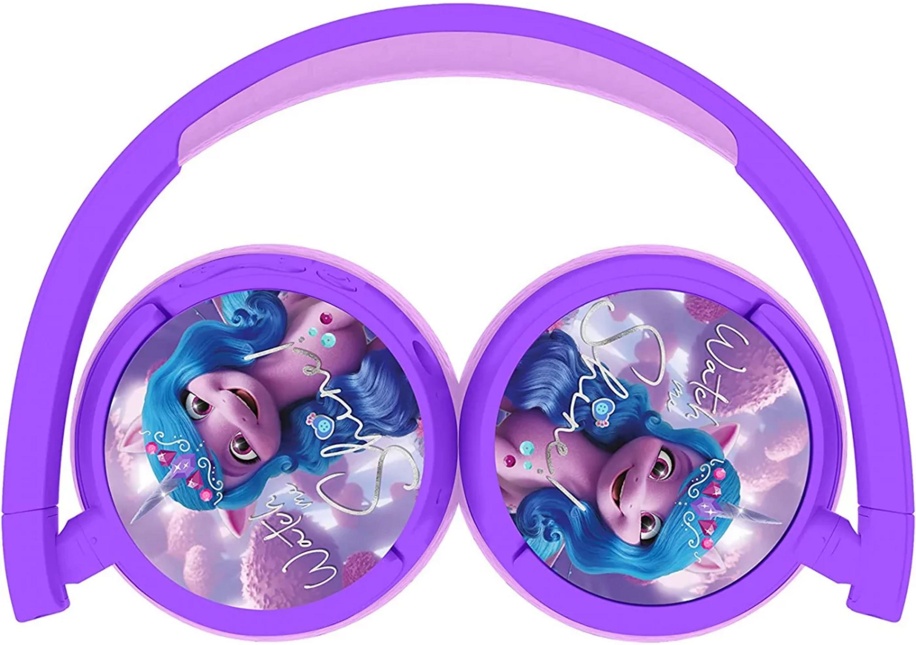 Lila Kopfhörer mit My Little Pony-Motiv und Glitzer-Schriftzug.