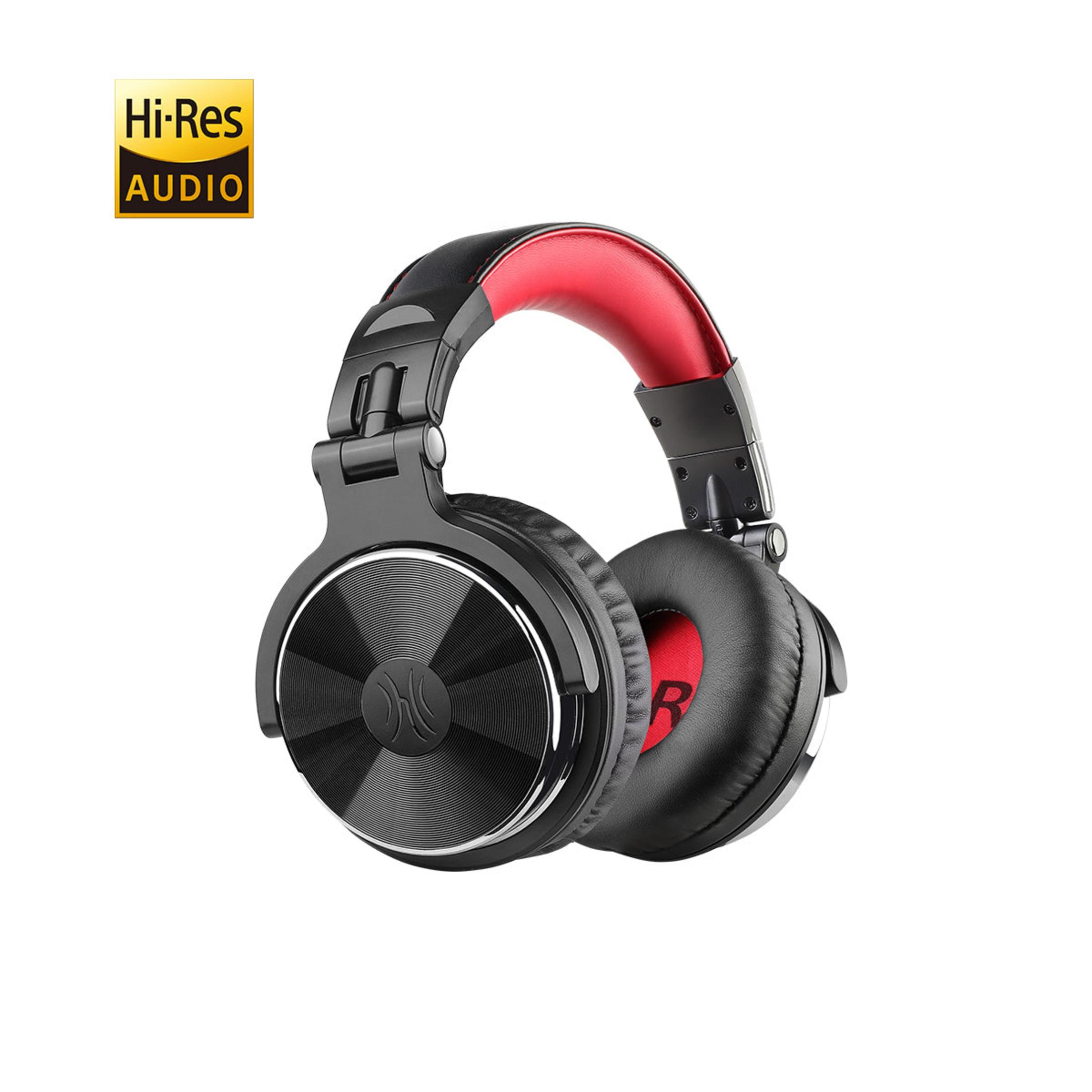 Cuffie nere con archetto rosso e logo Hi-Res Audio.