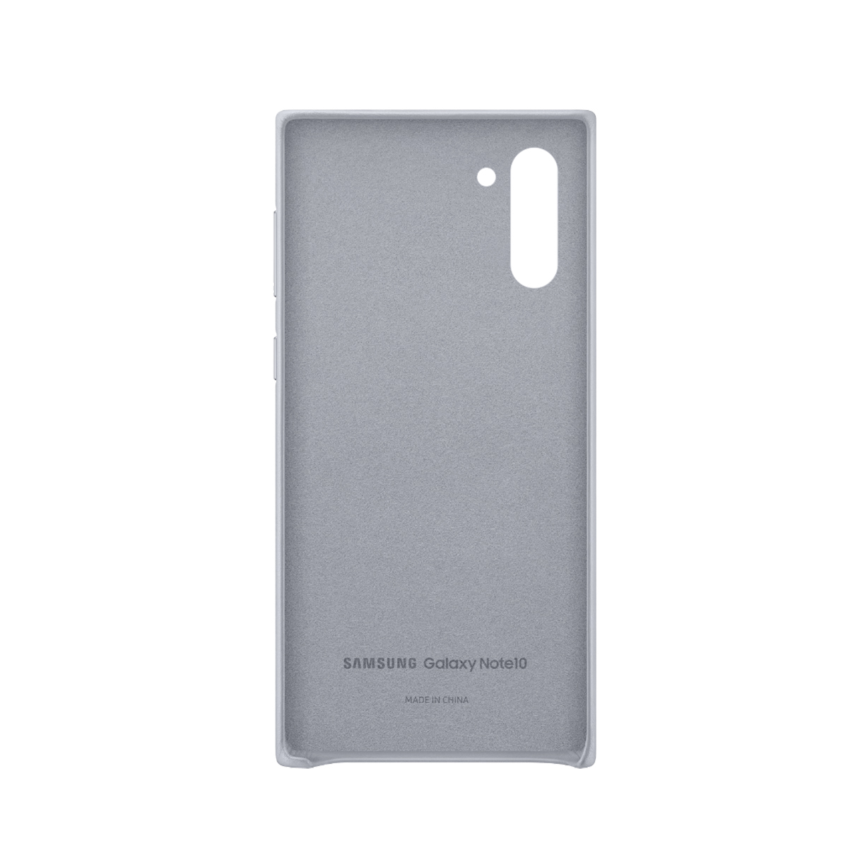 Funda gris para Samsung Galaxy Note 10 con recorte para cámara.