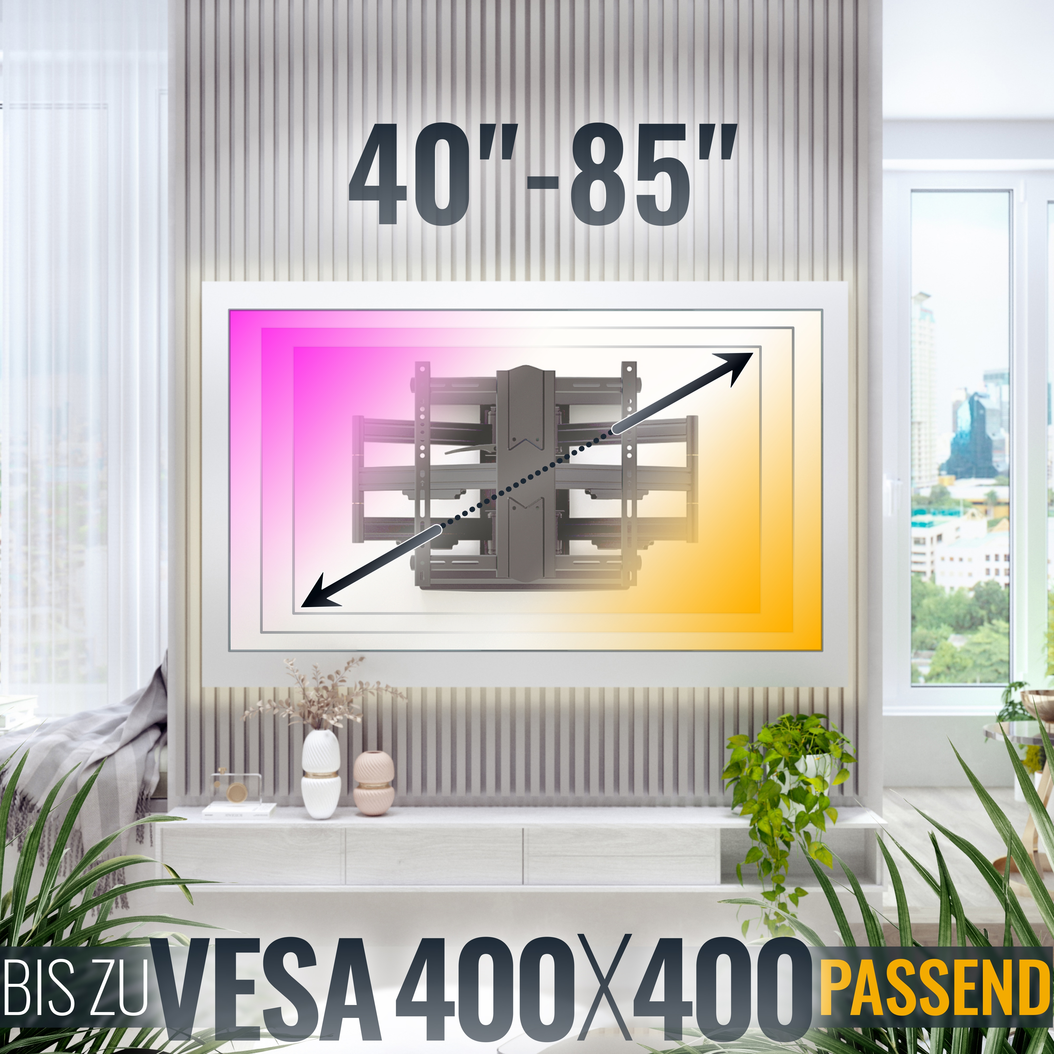 Ein Fernsehhalter für 40-85 Zoll Bildschirme, VESA 400x400.