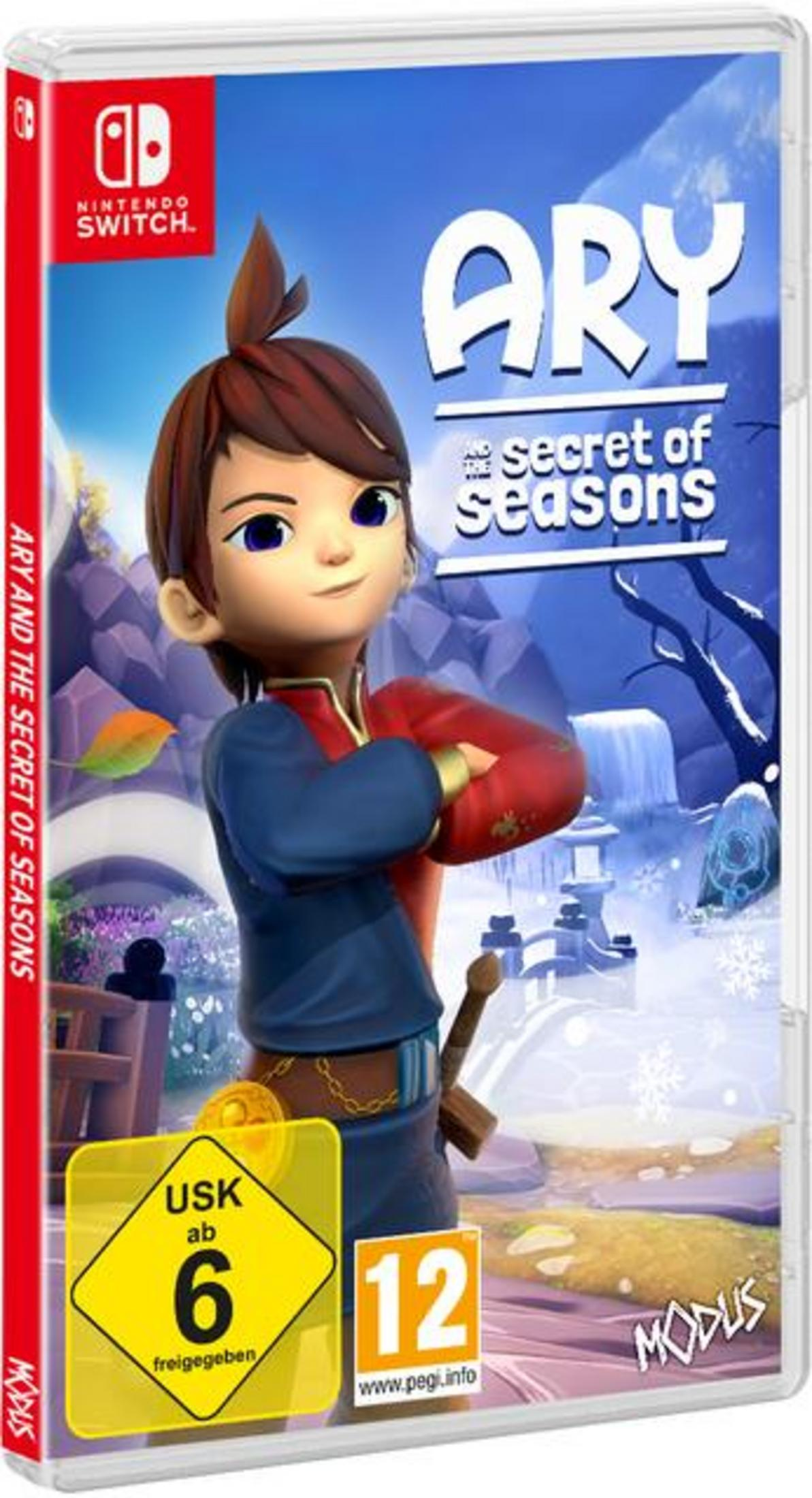 Nintendo Switch Spielcover: Ary mit roten und blauen Kleidern vor Winterlandschaft.