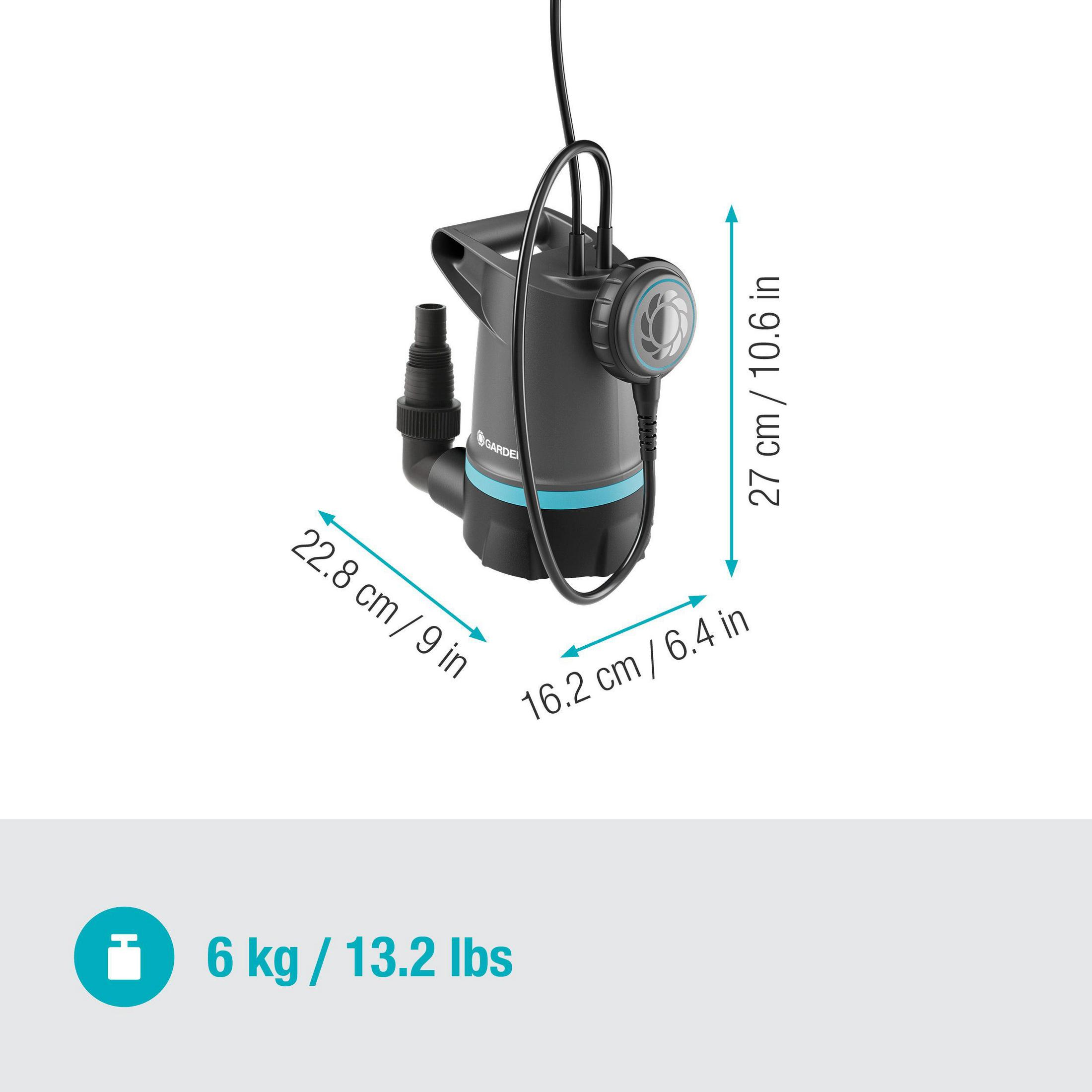 Szara pompa o wymiarach 27x16,2x22,8cm. Waga 6kg.